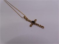 14kt Gold 17" Necklace w/ 1" CROSS Pendant 2.4g