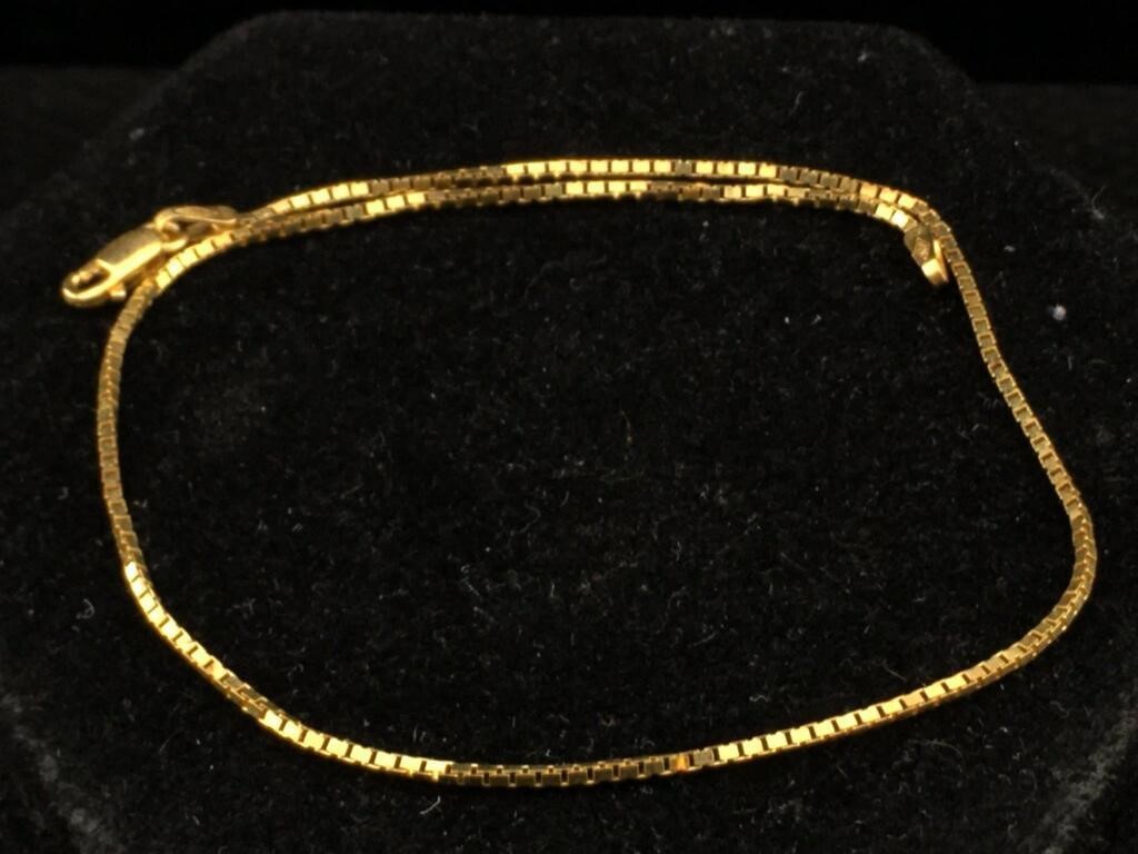 14K Gold Bracelet Box Chain 10 inch - 2.4G