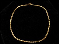 14K Gold Rope Chain Bracelet 8 inch .8g