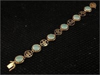 14K Gold Jade Bracelet 7in - 15.9g TW