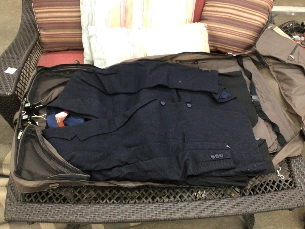 2 small vintage suits in garment bag