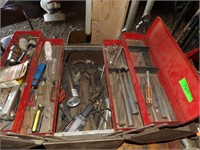 OLD TOOLBOX WITH MISC TOOLS