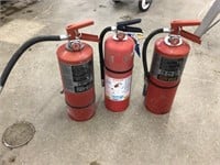 3 fully charged fire extinguishers