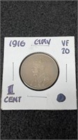 1916 Canada 1 Cent Coin Graded VF-20