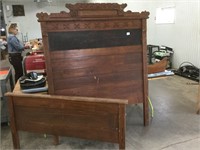 Full size carved headboard, footboard and side