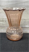 Large Pink Depression Glass Vase 9" Tall