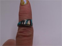 Pawn Stering ZUNI Signed sz5.25 Ring Angled Front