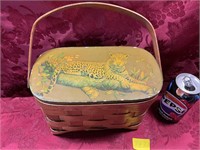 Basket purse with leopard decoupage in and out