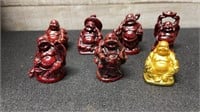 7 Buddah Figurines Laughing Buddhas 2" Tall