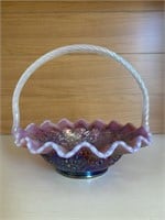 Fenton Pink Carnival Glass Basket
