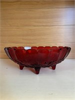 Vintage Indiana Red Glass Fruit Bowl