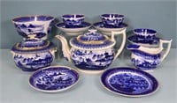 19th C. Blue Willow China Tea Set