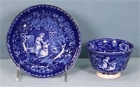 1830's Historical Blue Staffordshire Cup & Saucer