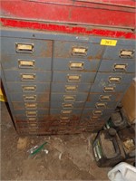 30 DRAWER METAL CABINET USED AS A BOLT BIN