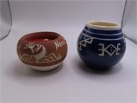 (2) smaller Modern 2.5" SouthWest Vase/Candle