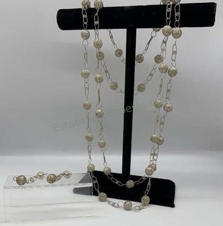 Silver Necklace & Earrings