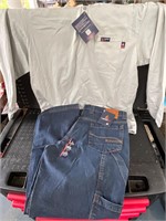 Lapco flame resistant shirt 2XL and jeans 38 x 32