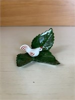 Vintage Herend Porcelain Chicken On Leaf