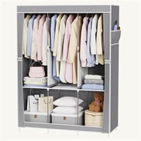 E2508  Riousery Hanging Wardrobe, Grey, 6 Shelves