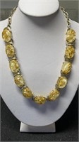 Signed Coro Gold Flake Sectioned Necklace Adjustab