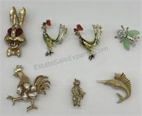 7 Gold/Silver animal pins