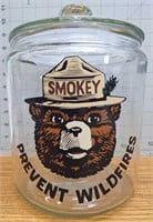 Glass cookie jar Smokey the bear