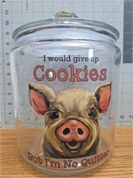 Glass cookie jar, "I would give up cookies but