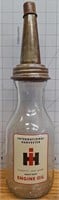 International harvester glass oil jar with spout