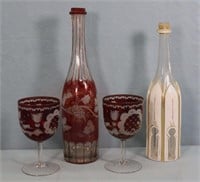 Bohemian Cut-to-Clear Wine Bottles & Glasses