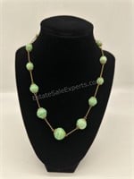 Green Glass Necklace Gold Chain