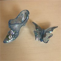 Fenton Iris Blue Shoe & Butterfly