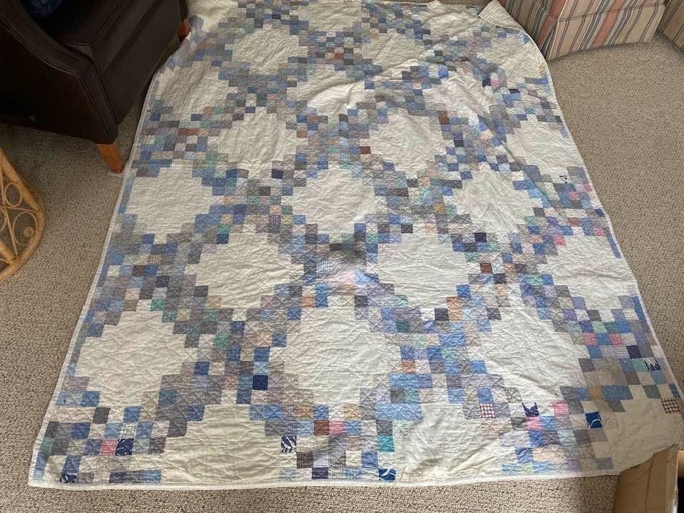 Hand Sewn Vintage Color Block Quilt