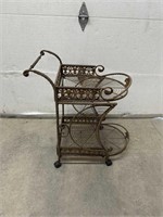 Unique vintage style decorated metal tea cart
