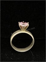 Sterling silver pink stone ring