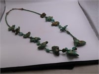 Rare Carved Turquoise 24" Fetish Sterling Necklace