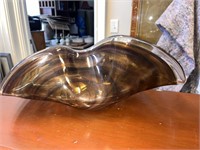 Vintage Large Blown Glass Sculptured Bowl