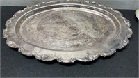 Vintage Silver Plate Serving Tray Engraved 1954 Wi