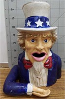 Cast iron Uncle Sam mechanical coin bank (needs