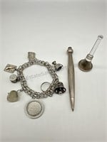 Silver bracelet & Towle sterling silver Pen