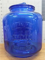 Blue glass Salted Peanuts jar