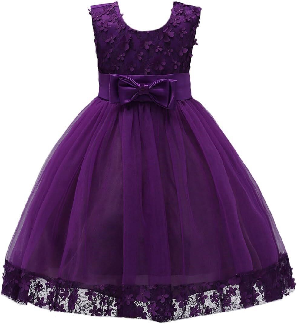 2-10T Girl Lace Tulle Prom Dress, Size 8 Purple