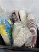 Bin full of new drink containers - plastic Solo,