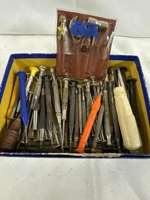 Box of fine etching tools