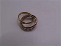 14kt Gold Woven 3way 3tone sz5.5 Ring 6.9g
