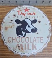Metal bottle cap sign, Chocolate milk