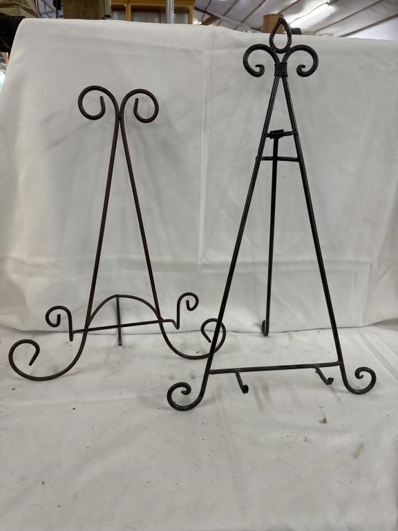 2 table top easels display plates or platters or