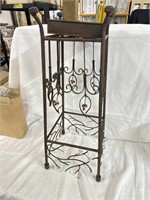 Decorative metal plant stand with tray, 22 inches