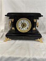 Very fancy antique mantle clock with key and