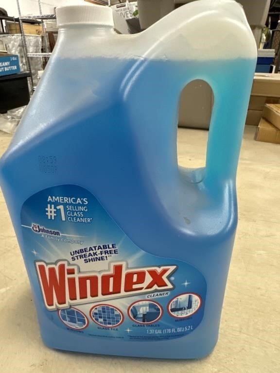 Full 1.37 gallon refill bottle of WINDEX