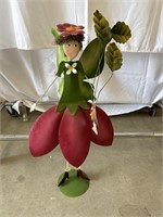 Standing 23” tall flower fairy in a red dress -